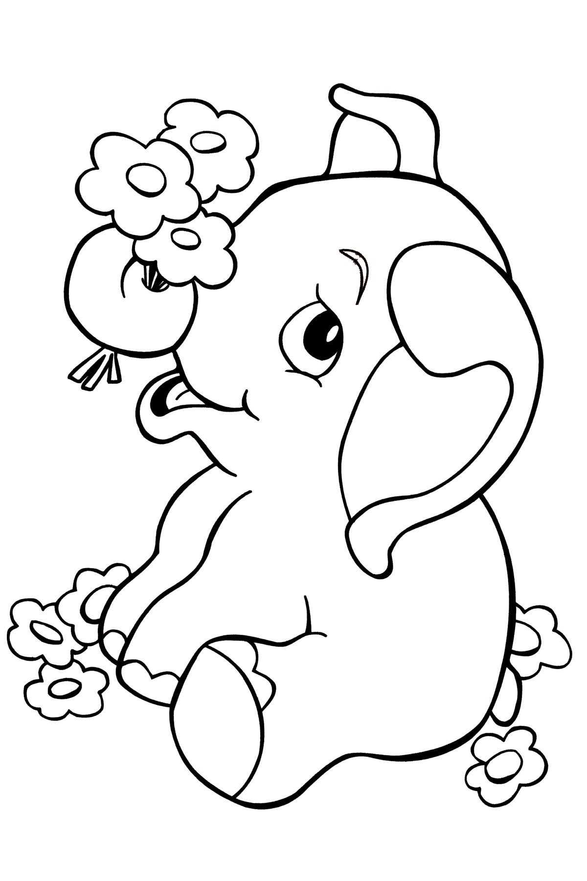 Baby elephant | Elephant coloring page, Jungle coloring ...