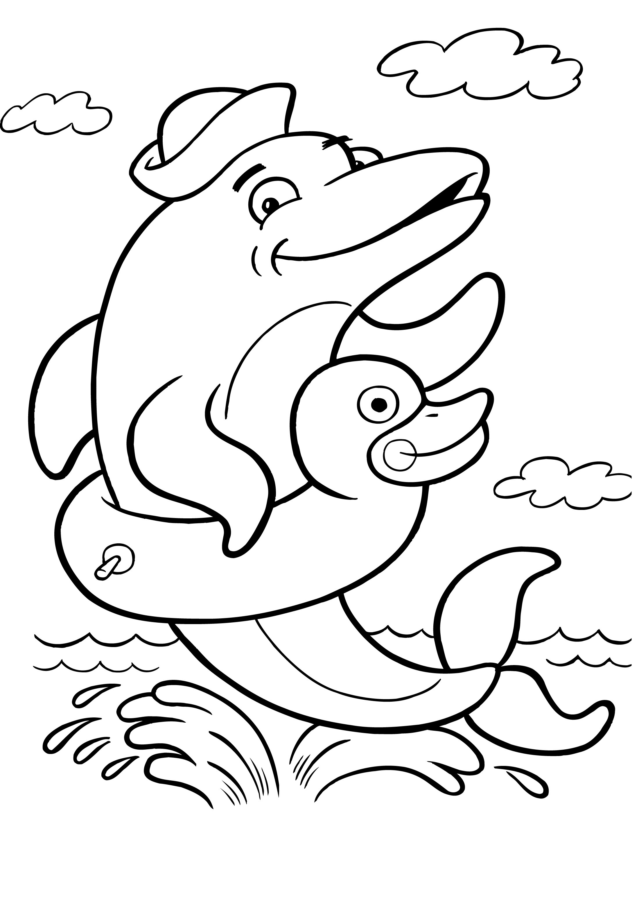 Download colours drawing wallpaper: Cute Dolphin Jump Colour Drawing HD Wallpaper - Coloring Pages