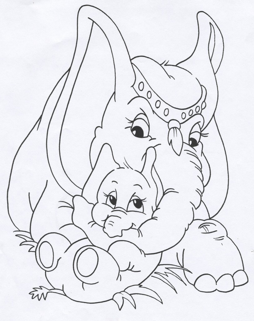 Download Mother and Baby Elephant Coloring Page - Animal Place