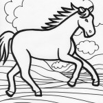 Running Horse Coloring Page Image